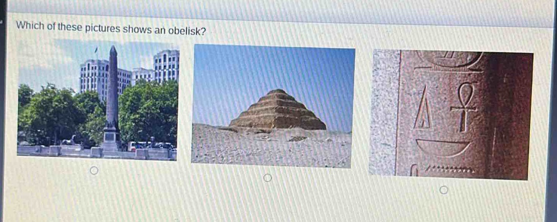 which of these pictures shows an obelisk?