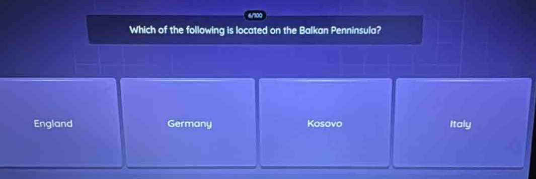 which of the following is located on the balkan peninsula? england germany kosovo italy