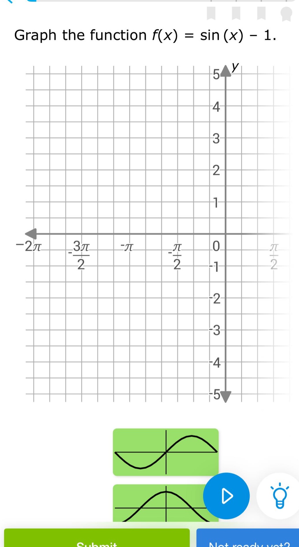 graph the function f(x) = sin(x) - 1.