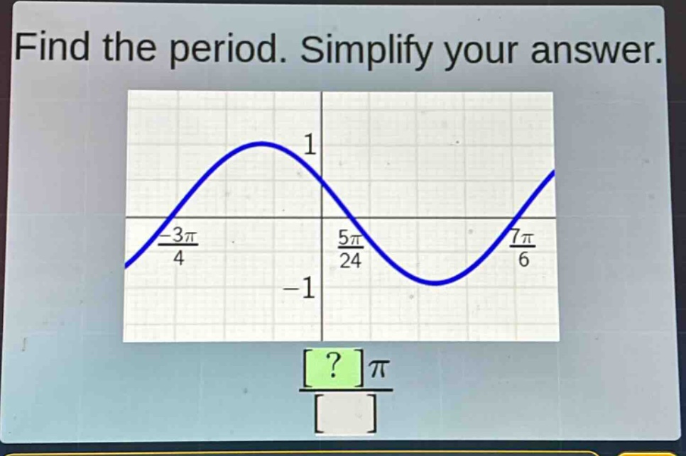 find the period. simplify your answer.