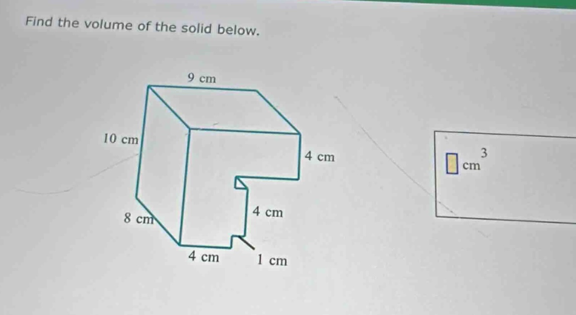 find the volume of the solid below.