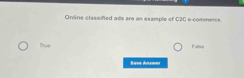 online classified ads are an example of c2c e - commerce. true false
