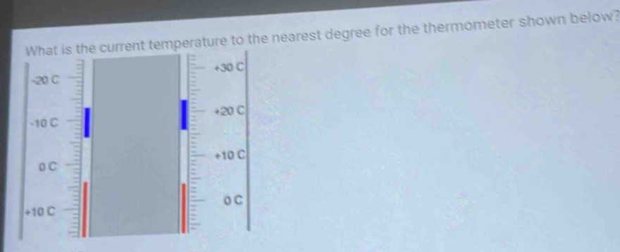 what is the current temperature to the nearest degree for the thermometer shown below?