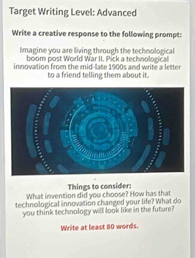 target writing level: advanced\nwrite a creative response to the following prompt:\nimagine you are living through the technological boom post world war ii. pick a technological innovation from the mid - late 1900s and write a letter to a friend telling them about it.\nthings to consider:\nwhat invention did you choose? how has that technological innovation changed your life? what do you think technology will look like in the future?\nwrite at least 80 words.