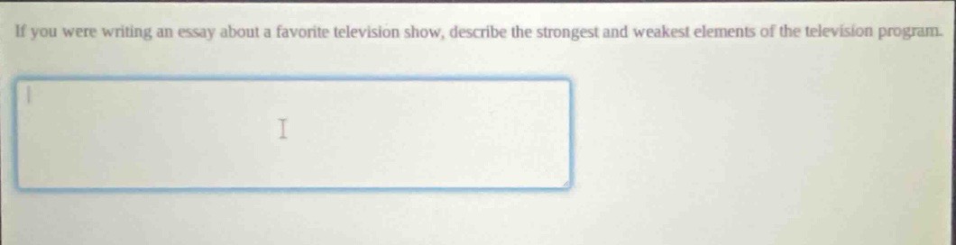 if you were writing an essay about a favorite television show, describe the strongest and weakest elements of the television program.
