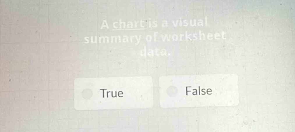 a chart is a visual summary of worksheet data. true false