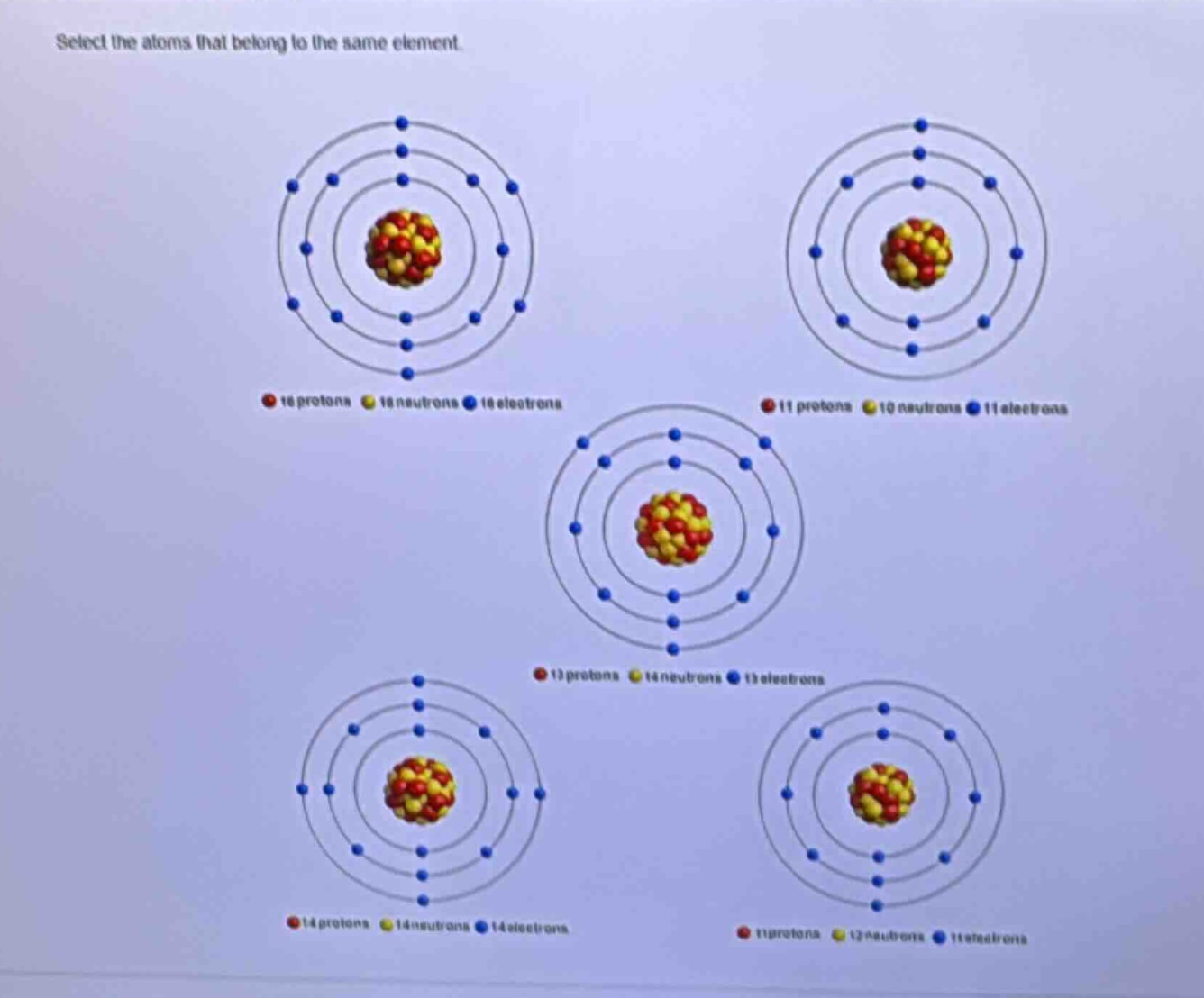 select the atoms that belong to the same element.
