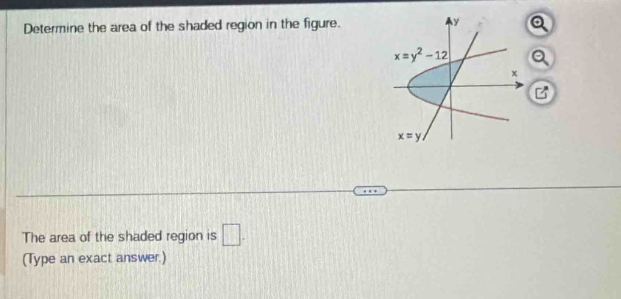 determine the area of the shaded region in the figure.\nthe area of the shaded region is \n(type an exact answer.)