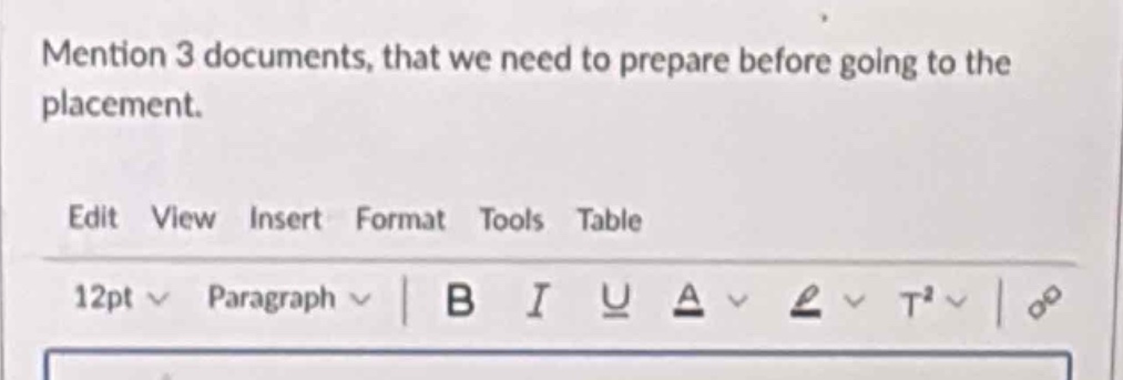 mention 3 documents, that we need to prepare before going to the placement.