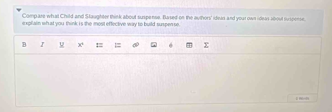 compare what child and slaughter think about suspense. based on the authors ideas and your own ideas about suspense, explain what you think is the most effective way to build suspense.