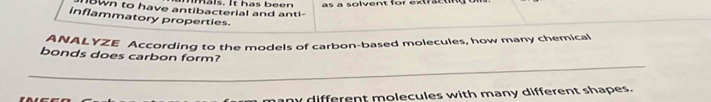 analyze according to the models of carbon - based molecules, how many chemical bonds does carbon form?