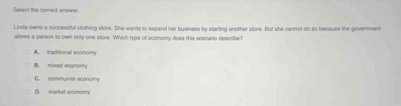select the correct answer. linda owns a successful clothing store. she …
