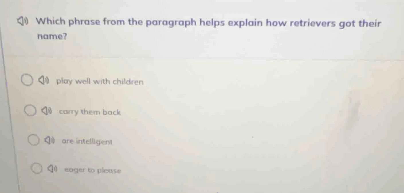 which phrase from the paragraph helps explain how retrievers got their …