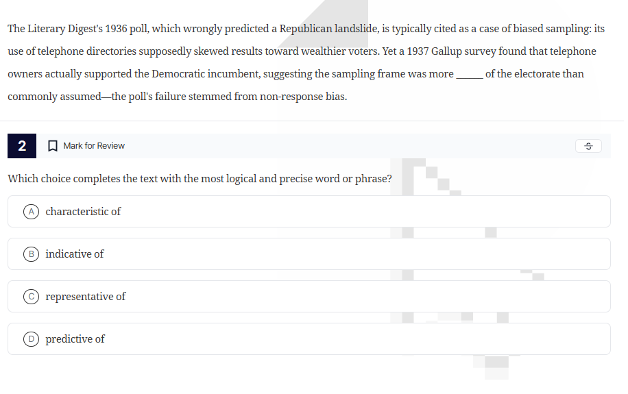 the literary digests 1936 poll, which wrongly predicted a republican la…