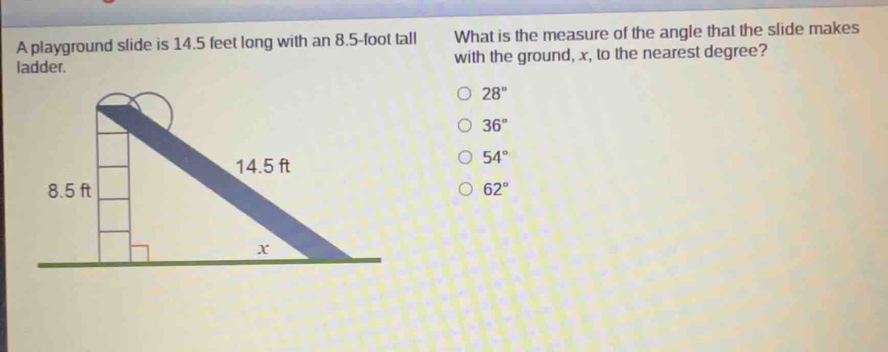 a playground slide is 14.5 feet long with an 8.5 - foot tall ladder. wh…