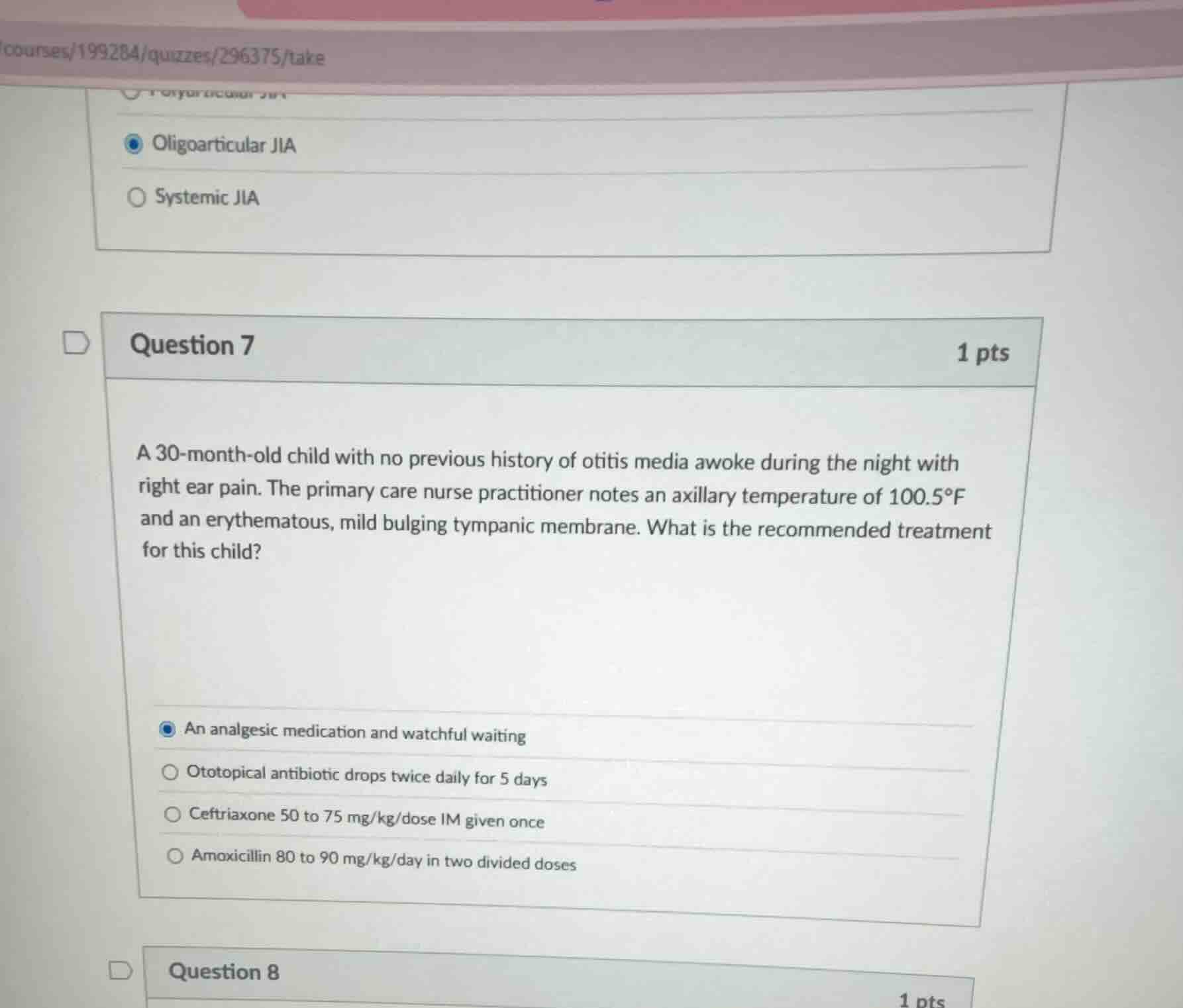 question 7 1 pts a 30 - month - old child with no previous history of o…