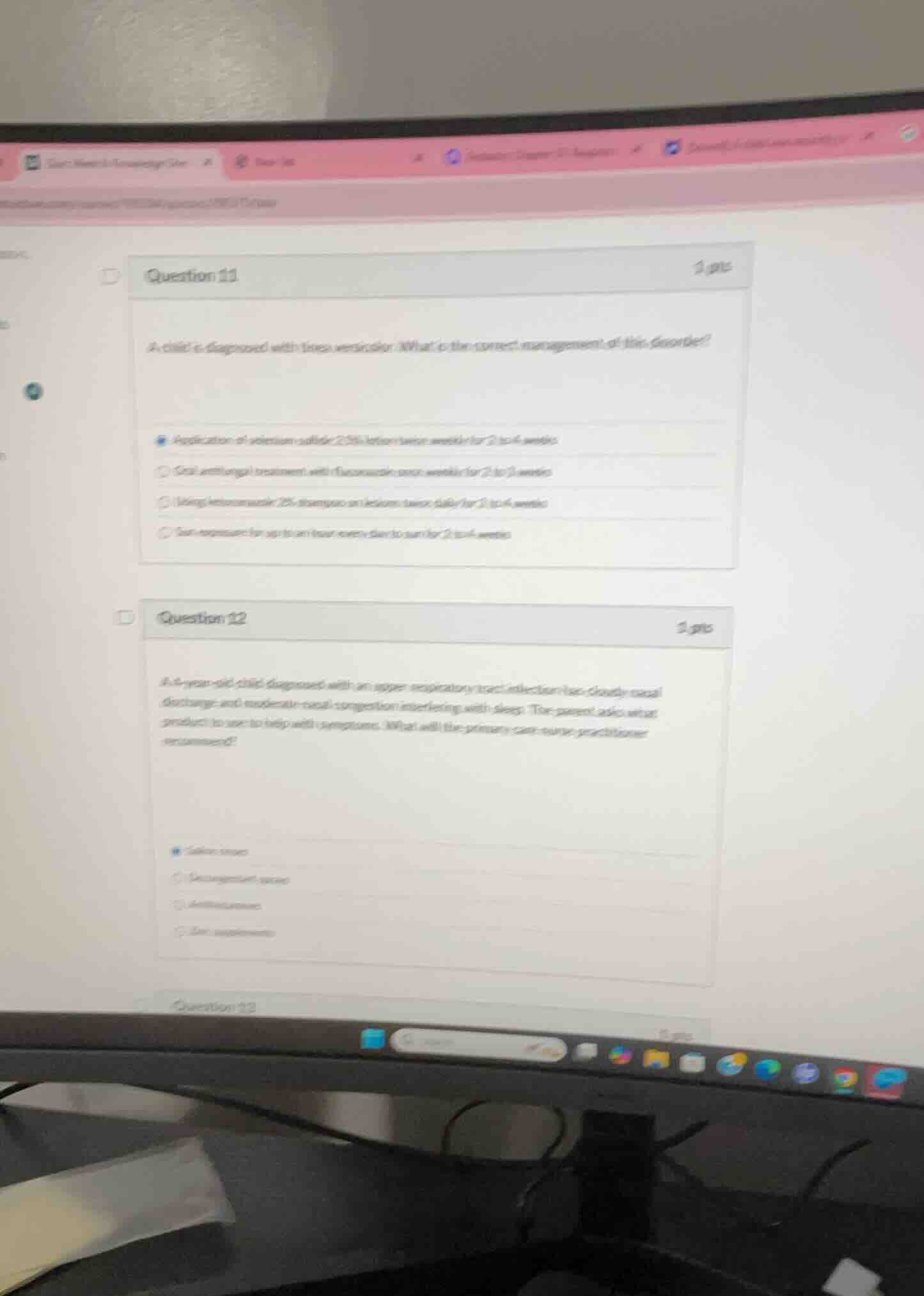 question 11 a child is diagnosed with tinea versicolor. what is the cor…