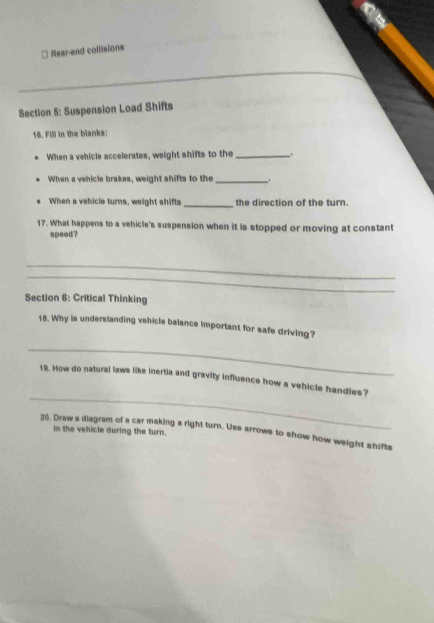 rear-end collisions section 5: suspension load shifts 16. fill in the b…