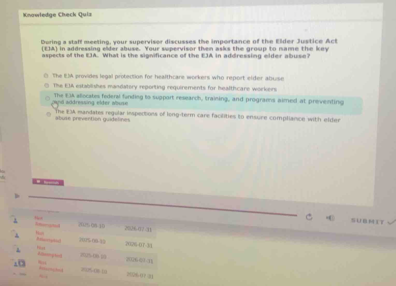 knowledge check quiz during a staff meeting, your supervisor discusses …