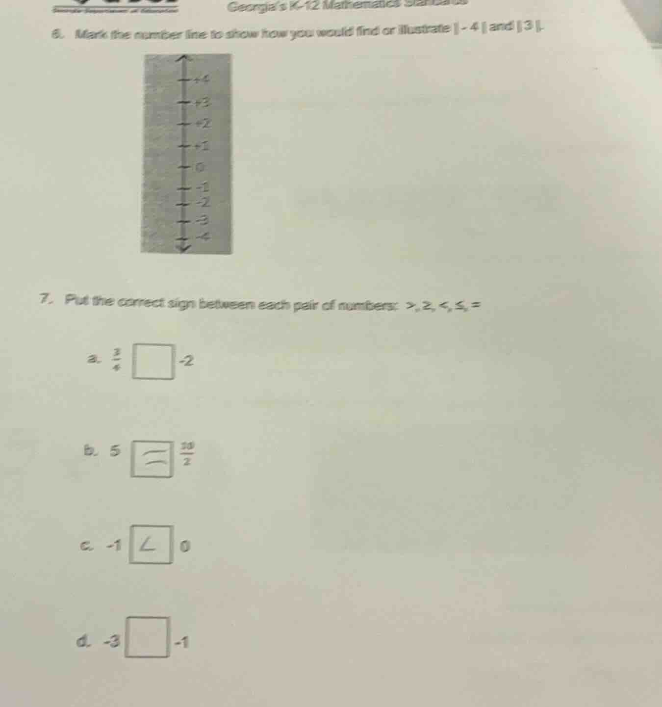 6. mark the number line to show how you would find or illustrate | - 4 …