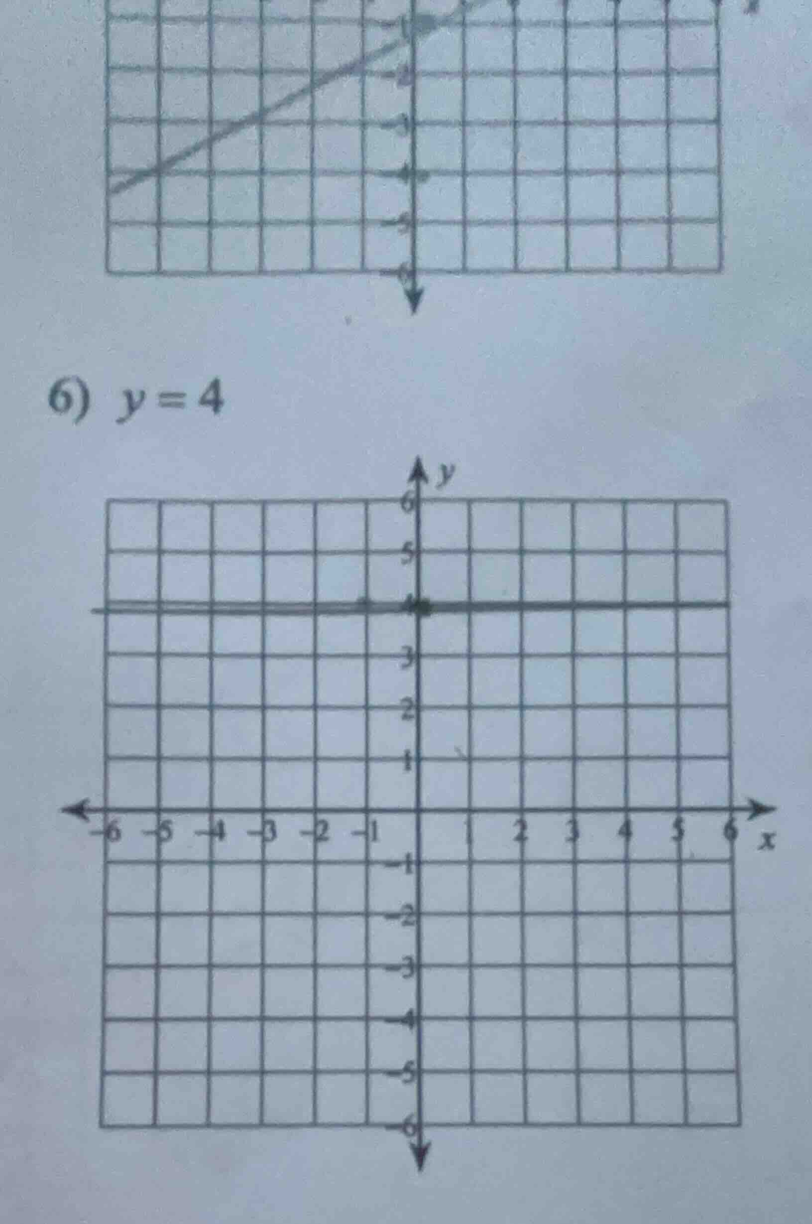 6) $y = 4$