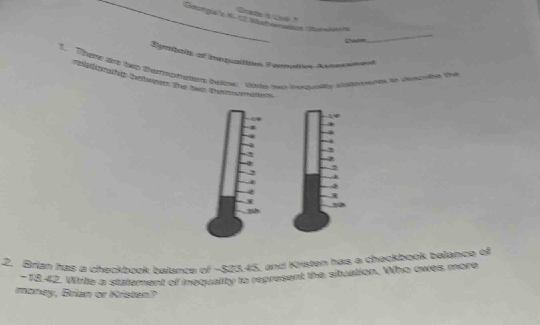 grade 8 unit 7 general mathematics (standards) name symbols of inequali…