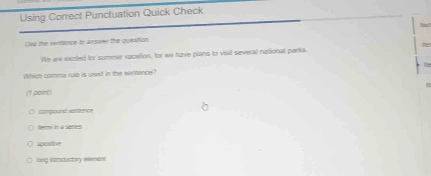 using correct punctuation quick check use the sentence to answer the qu…