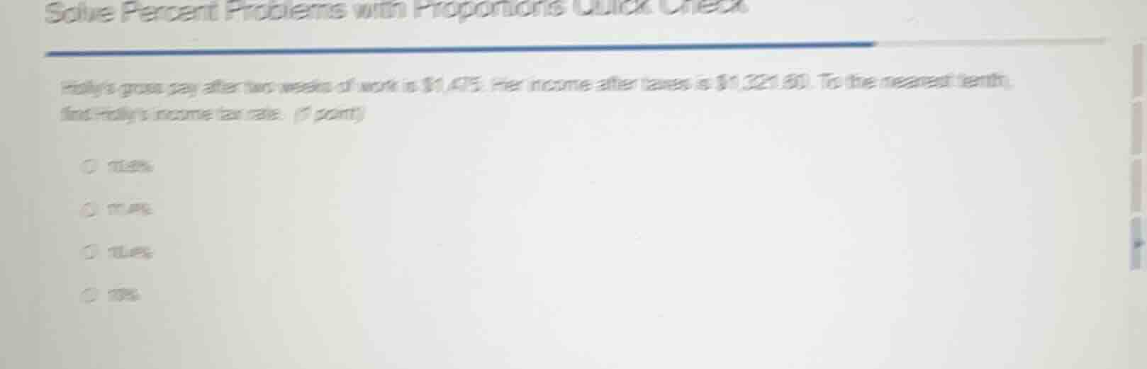 solve percent problems with proportions quick check hollys gross pay af…