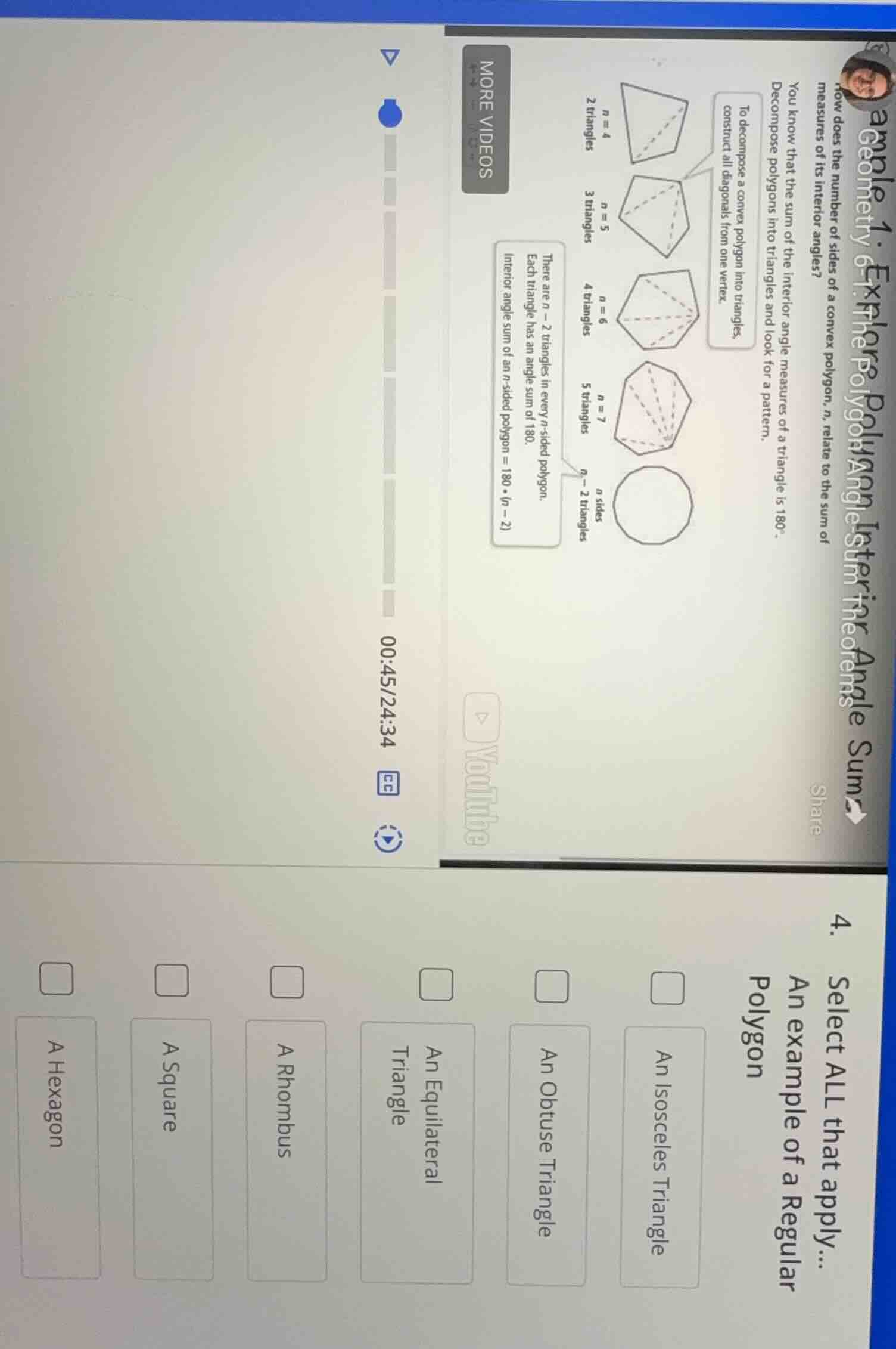 4. select all that apply... an example of a regular polygon an isoscele…