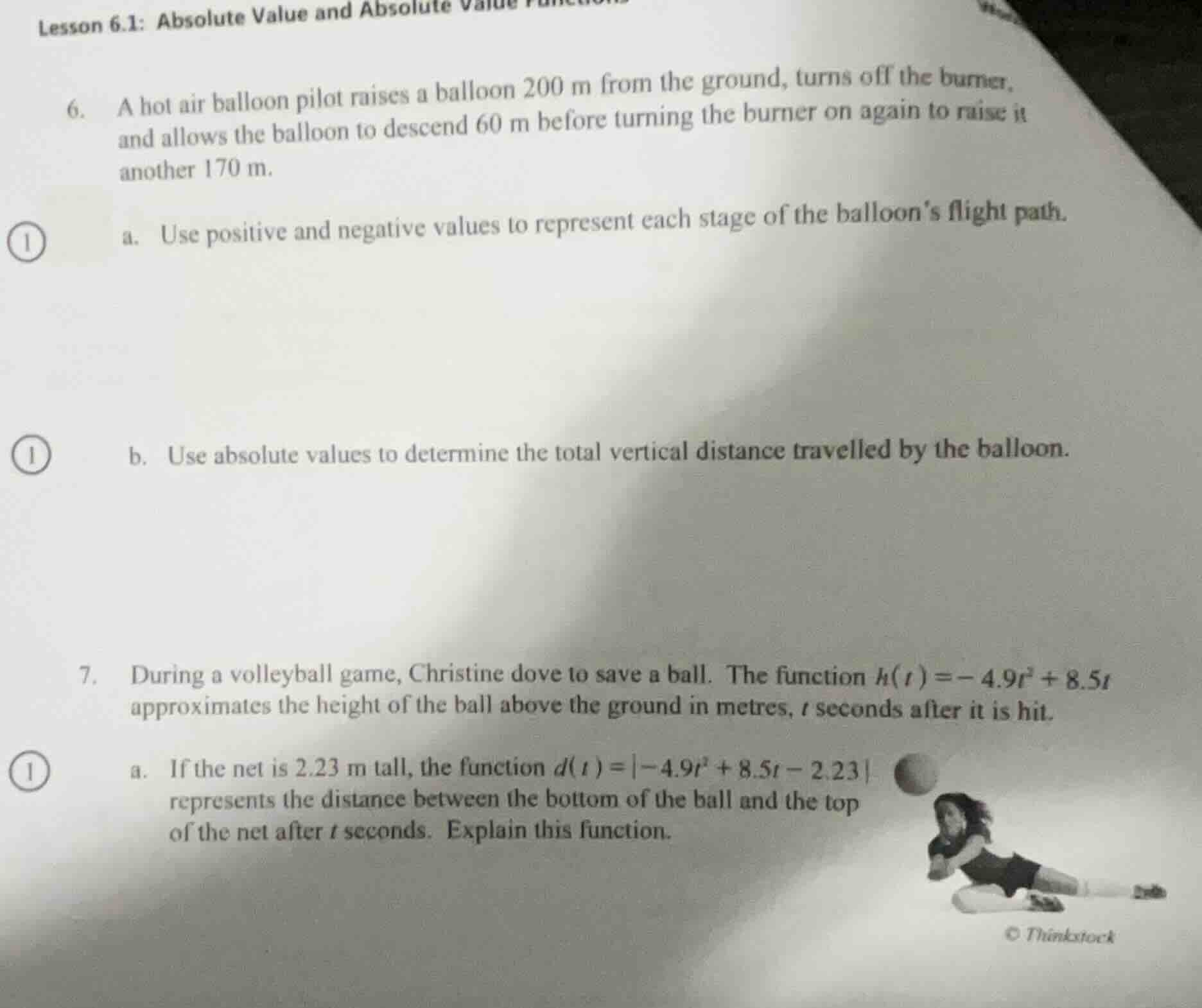 lesson 6.1: absolute value and absolute value functions 6. a hot air ba…