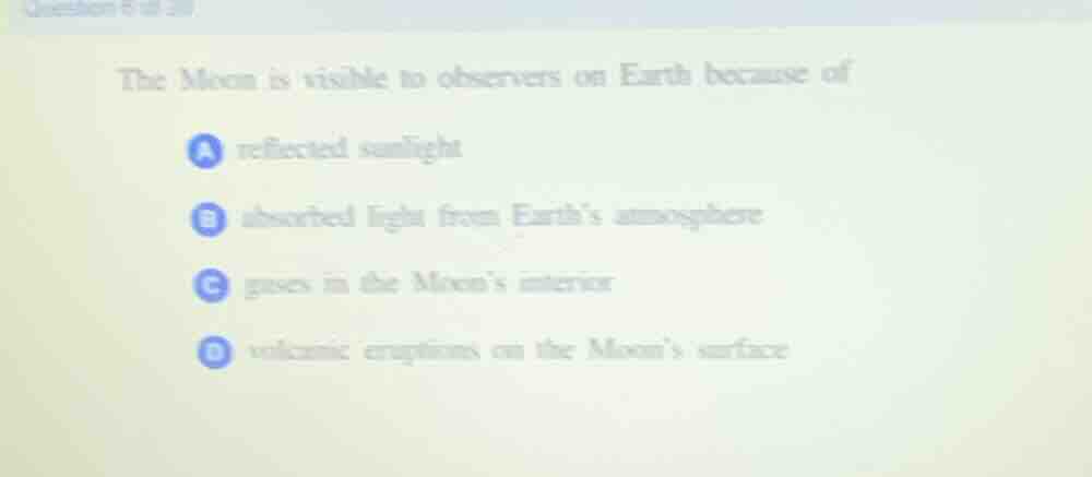 the moon is visible to observers on earth because of a reflected sunlig…
