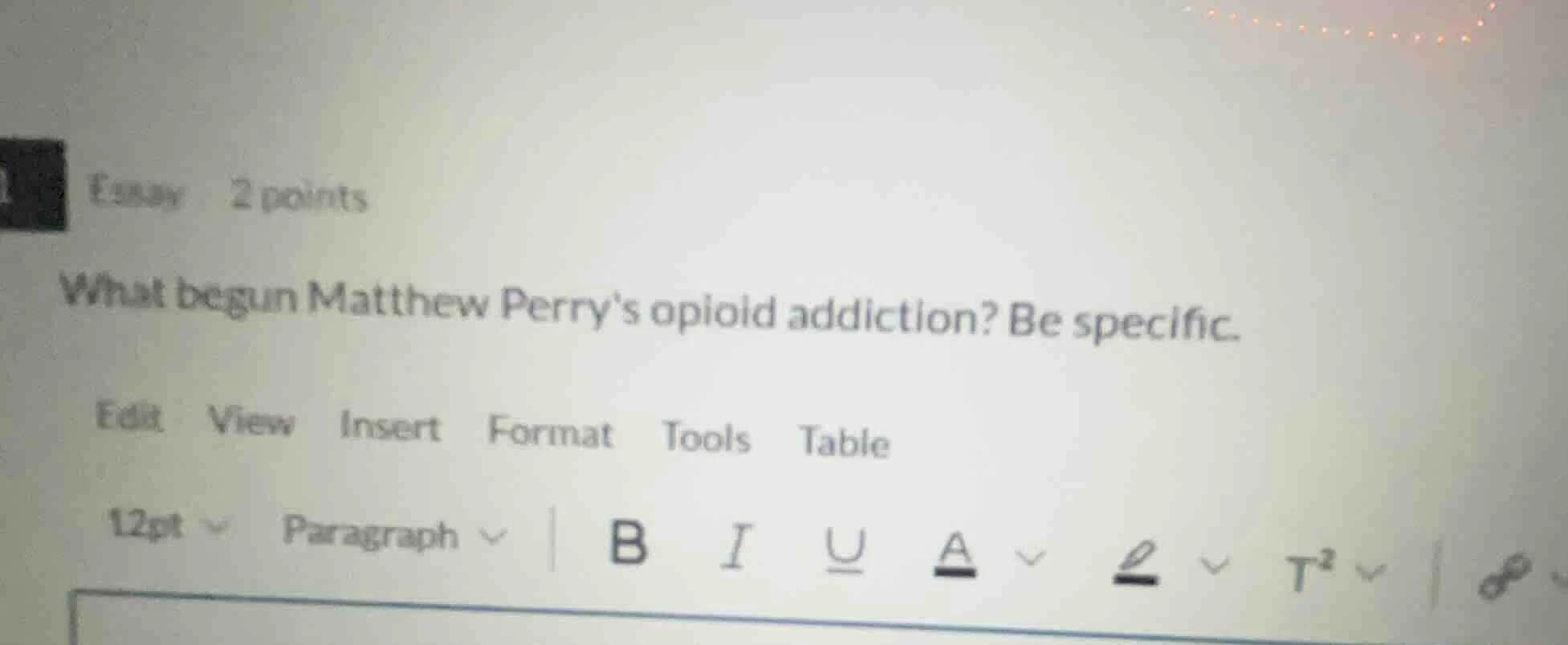 essay 2 points what begun matthew perrys opioid addiction? be specific.