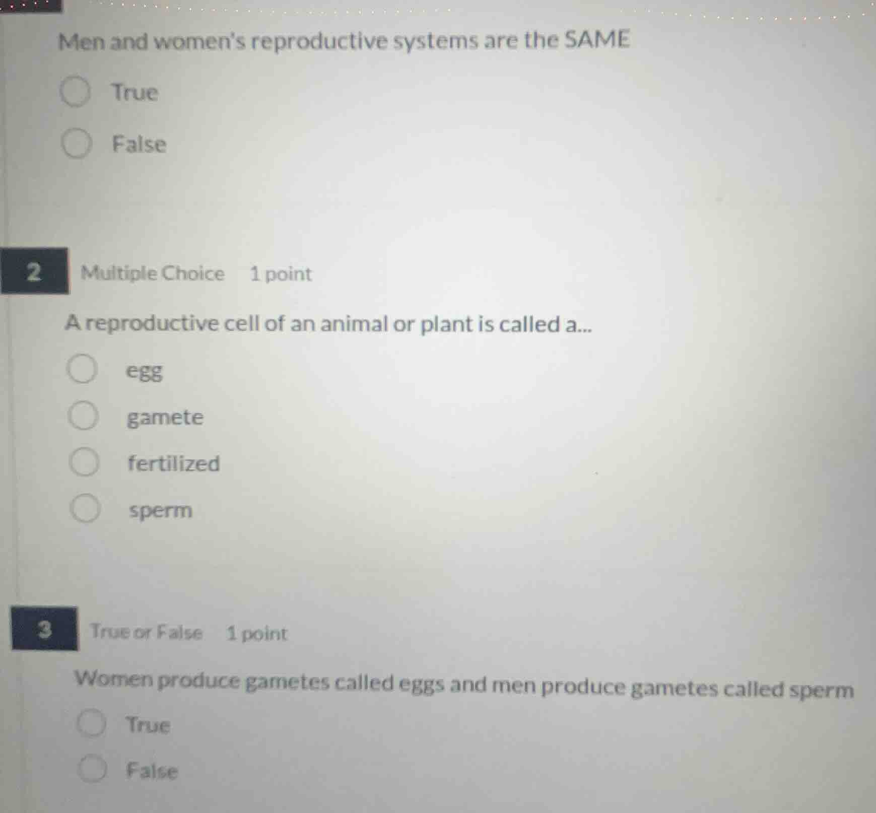 men and women’s reproductive systems are the same true false 2 multiple…