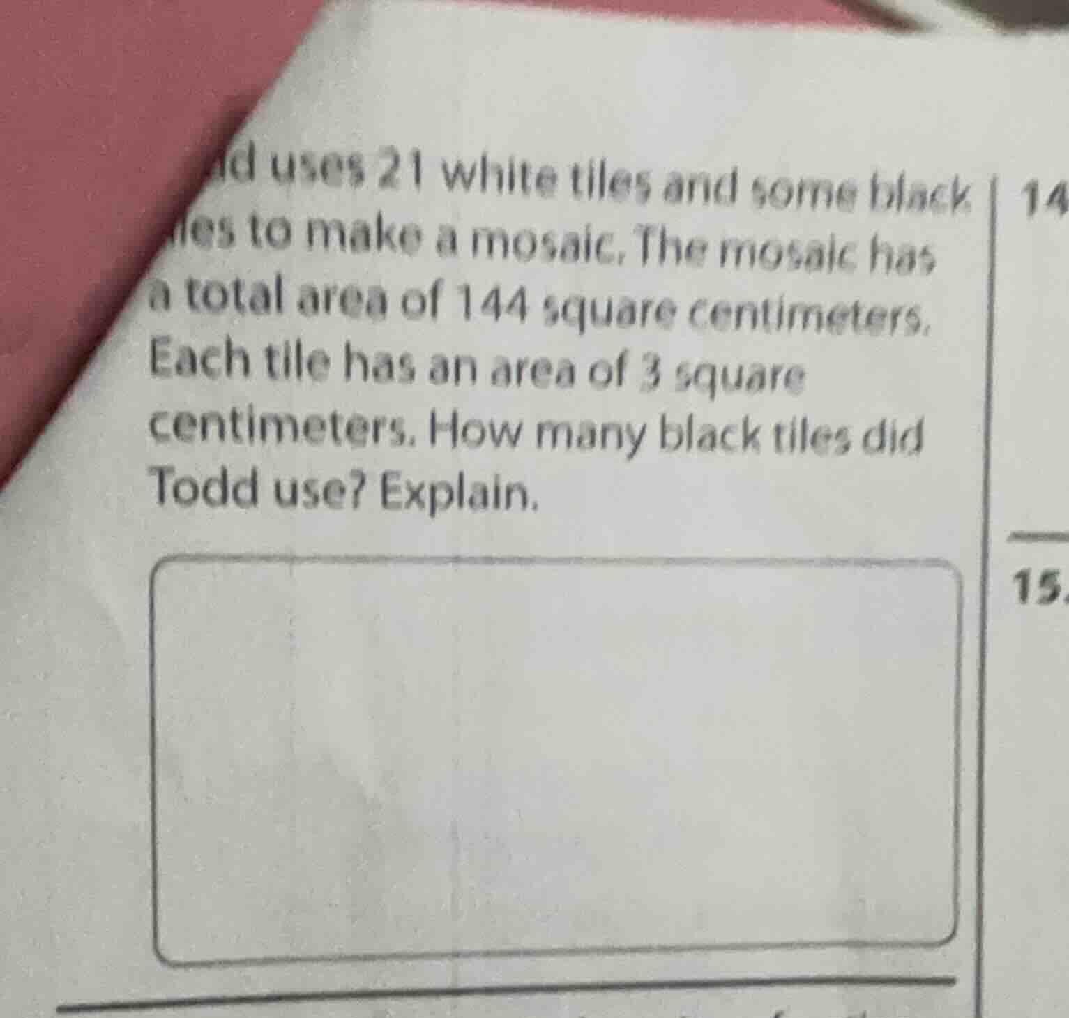 d uses 21 white tiles and some black tiles to make a mosaic. the mosaic…