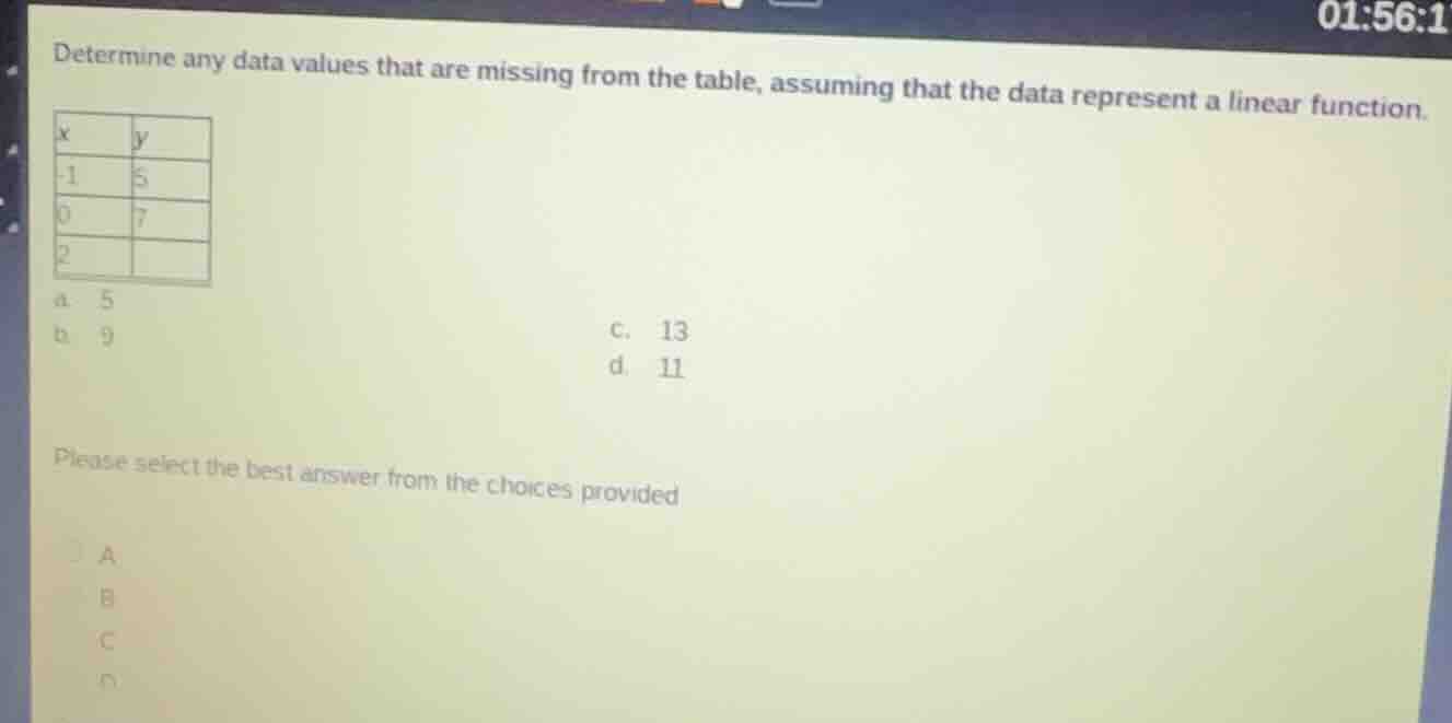 determine any data values that are missing from the table, assuming tha…