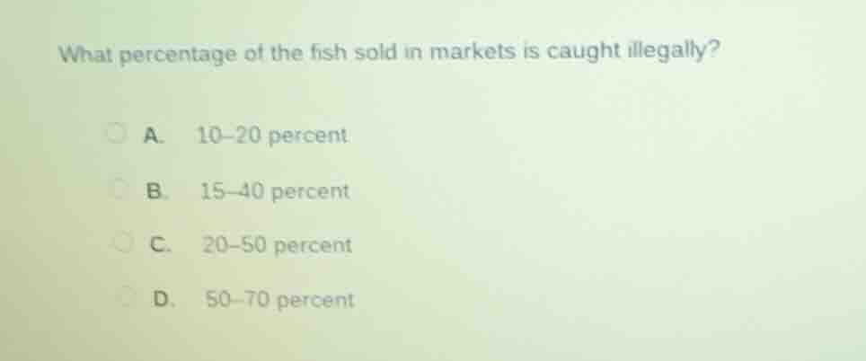 what percentage of the fish sold in markets is caught illegally? a. 10–…