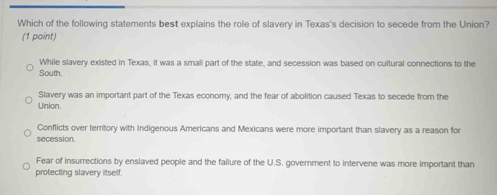 which of the following statements best explains the role of slavery in …