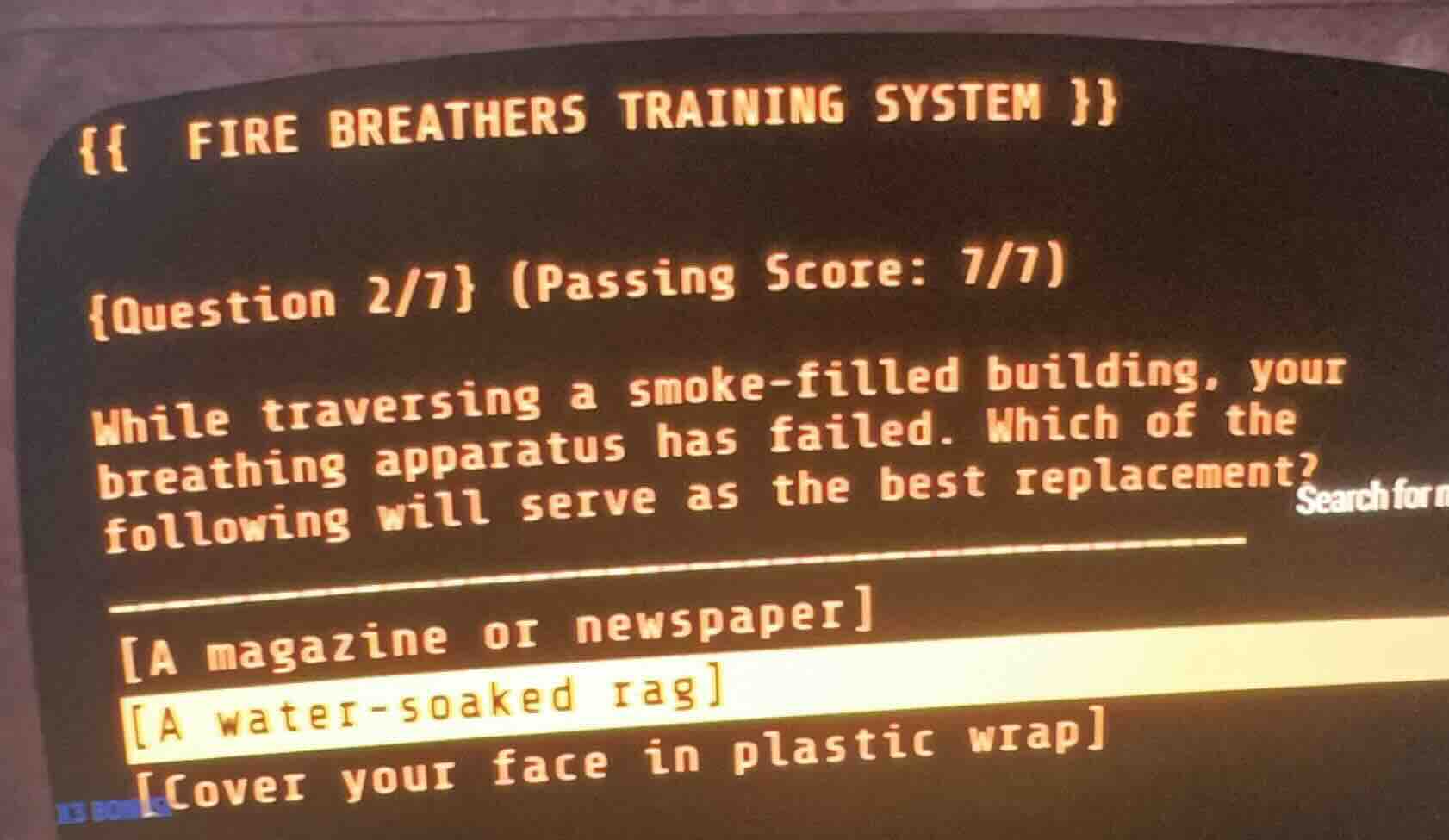 {{ fire breathers training system }} {question 2/7} (passing score: 7/7…