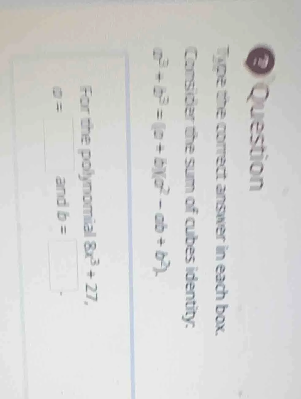 question 7 place the correct answer in each box. consider the sum of cu…