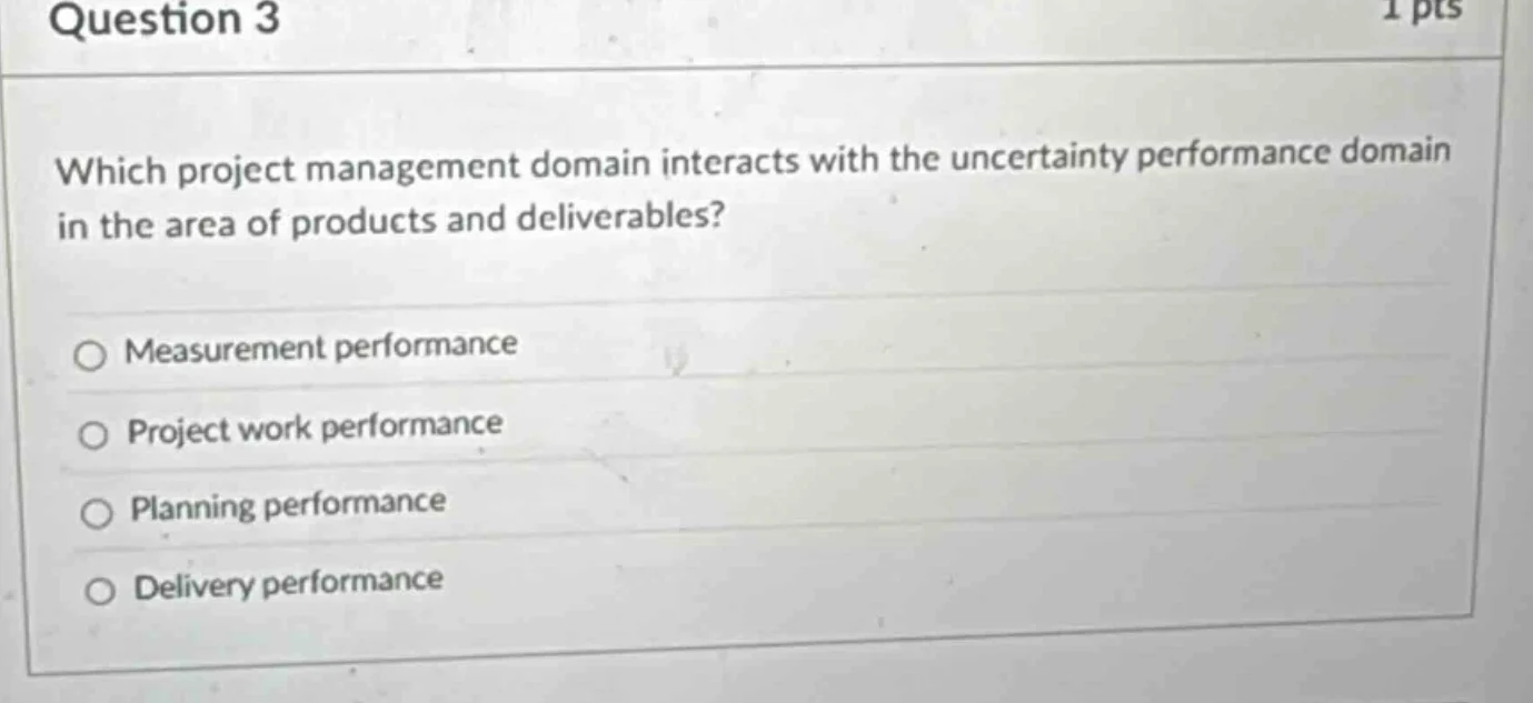 question 3 1 pts which project management domain interacts with the unc…
