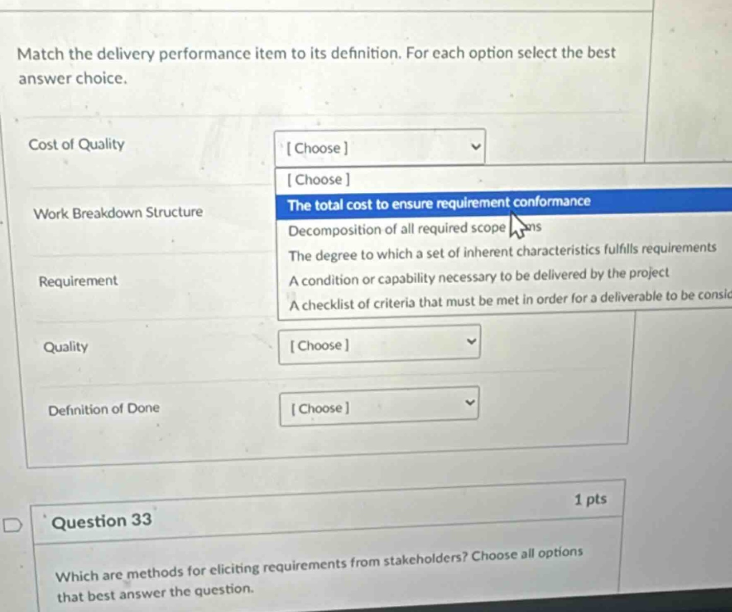 match the delivery performance item to its definition. for each option …