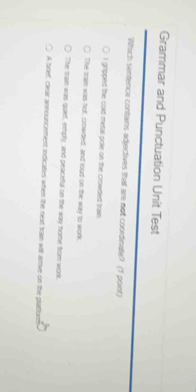 grammar and punctuation unit test which sentence contains adjectives th…