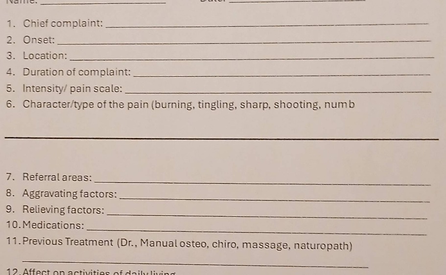 name: _______________ 1. chief complaint: _____________________________…