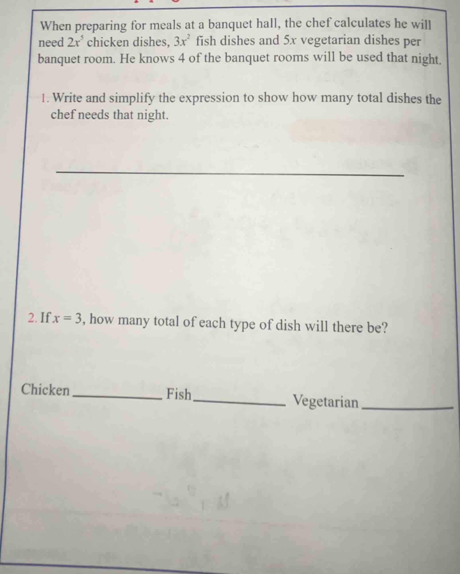 when preparing for meals at a banquet hall, the chef calculates he will…