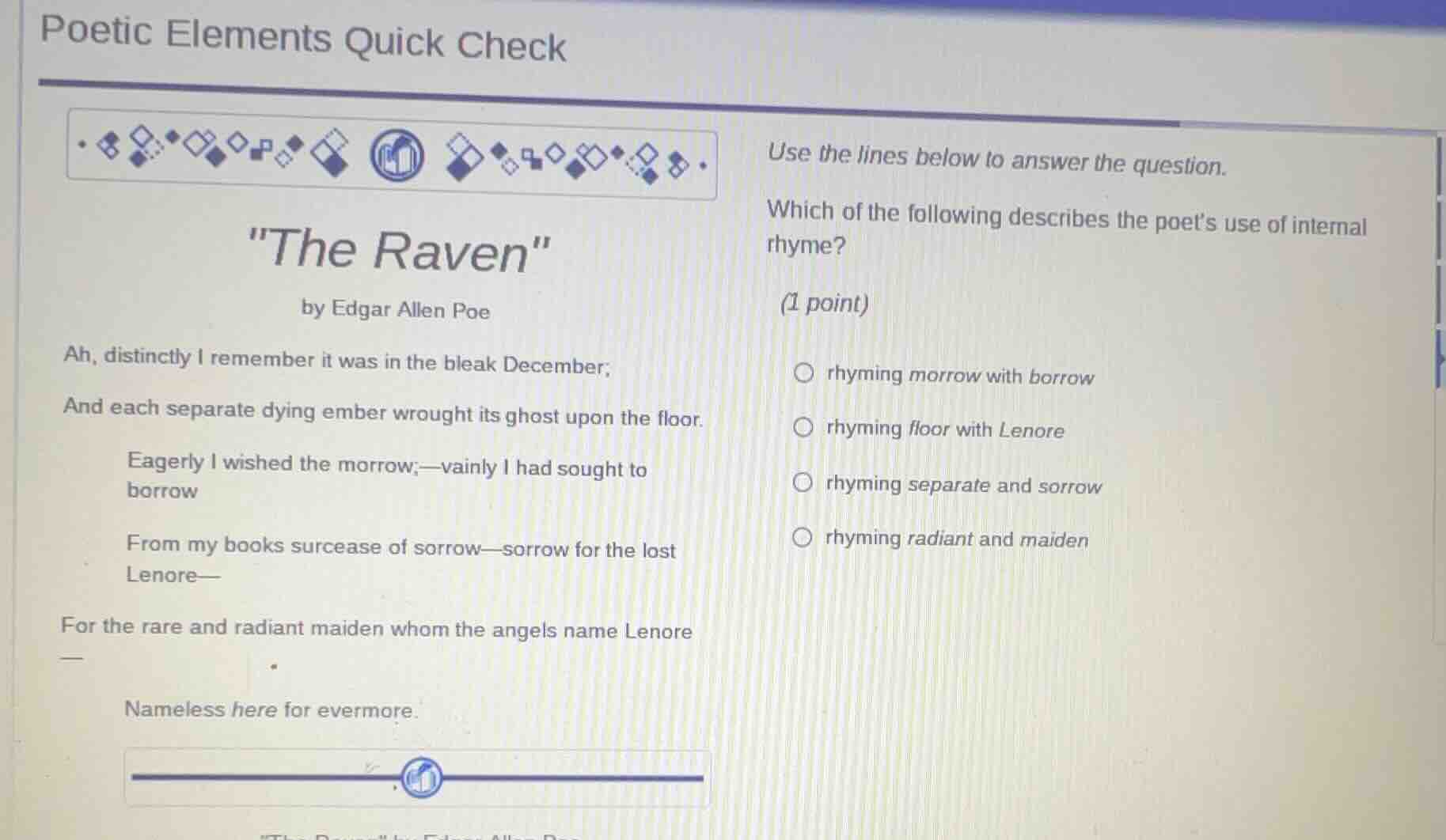 poetic elements quick check \the raven\ by edgar allen poe ah, distinct…