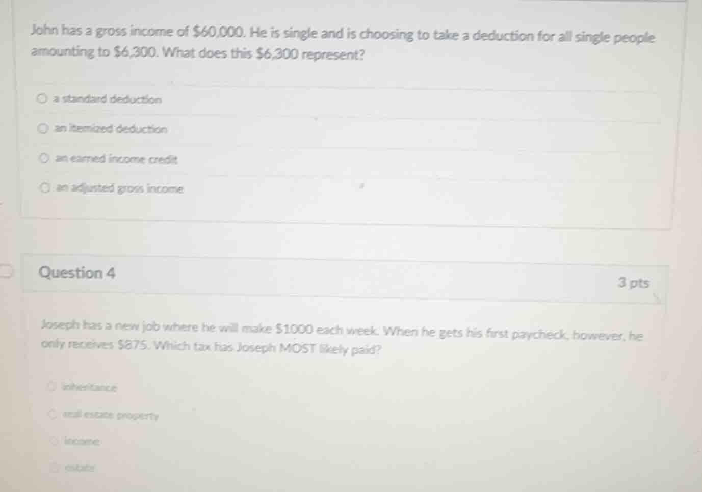 john has a gross income of $60,000. he is single and is choosing to tak…