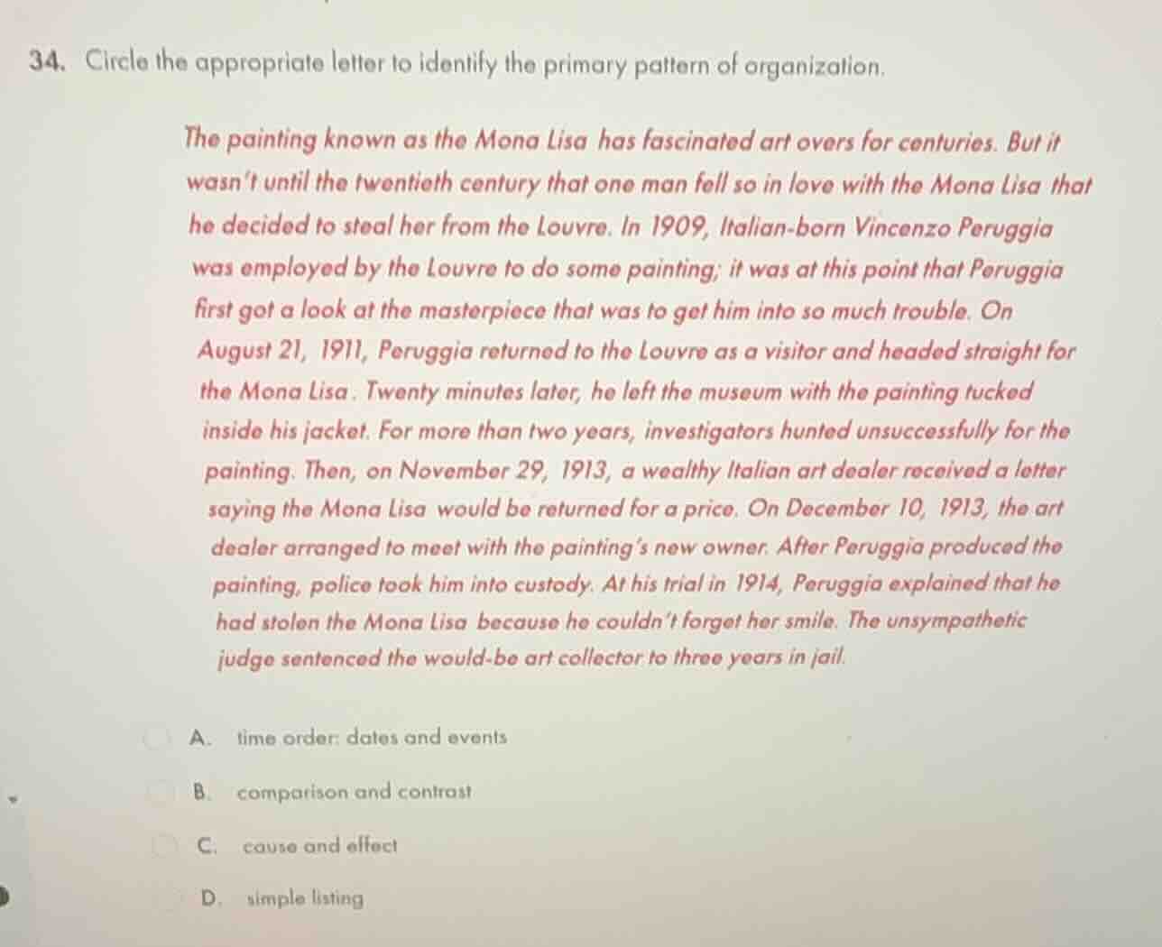 34. circle the appropriate letter to identify the primary pattern of or…