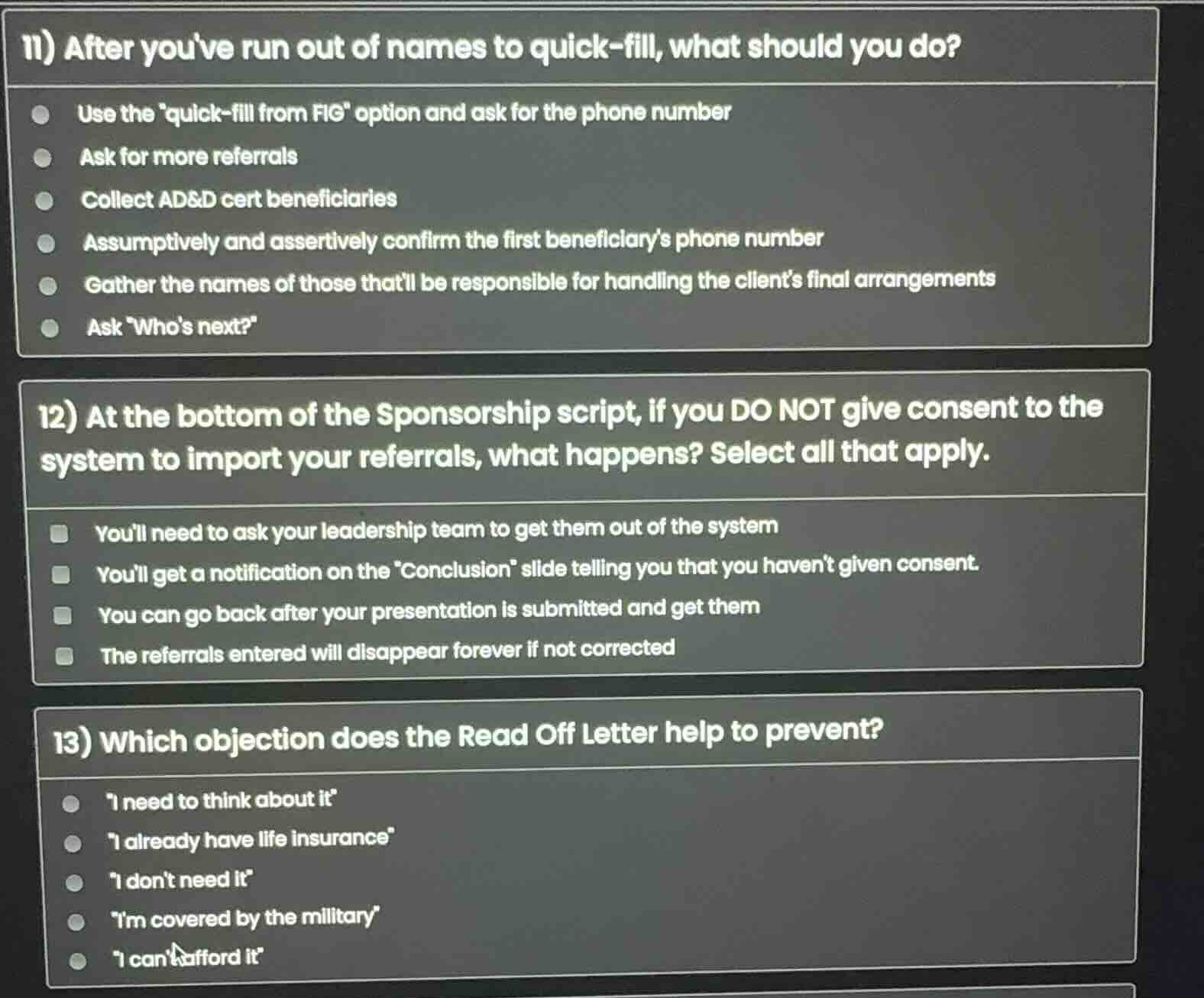 11) after youve run out of names to quick - fill, what should you do? -…