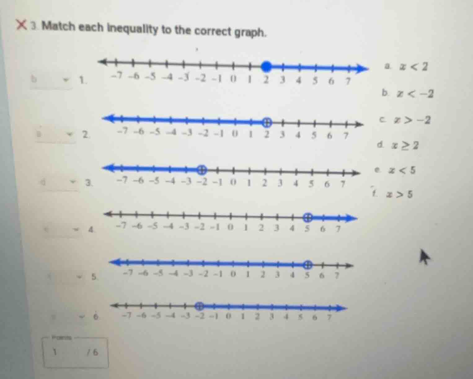 3. match each inequality to the correct graph. 1. ( overleftrightarrow{…