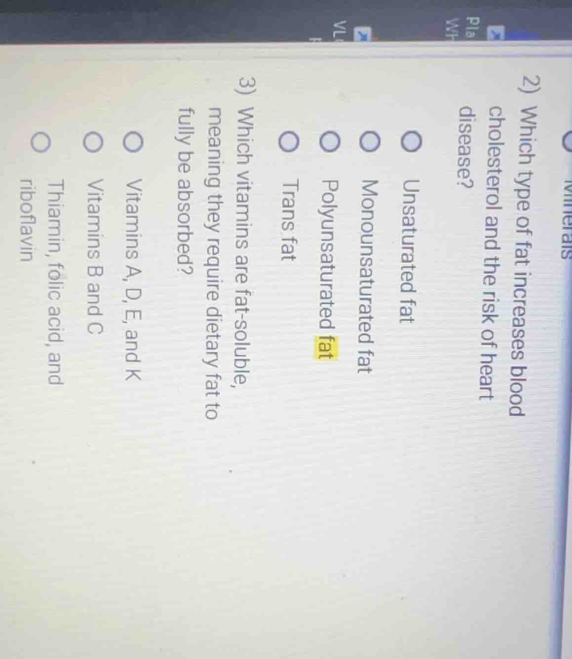2) which type of fat increases blood cholesterol and the risk of heart …